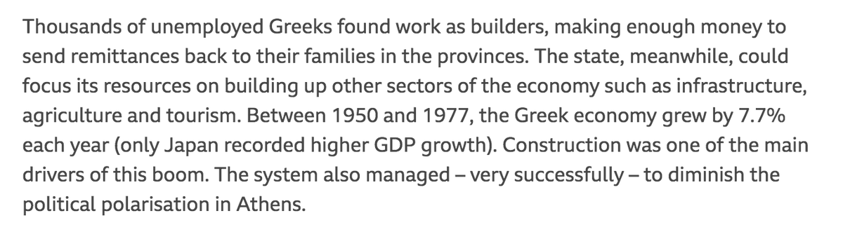 As a side benefit, this construction boom contributed to three decades of 7% (!) GDP growth, made space for hundreds of thousands of refugees, and (some say) helped to end the Civil War...