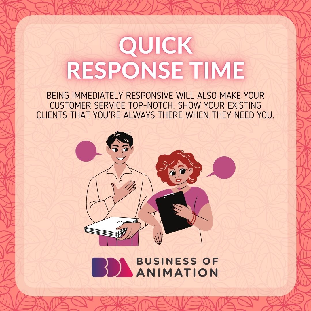 animationbiz's tweet image. 4. Provide great customer service    
5. Quick response time

Want to fast-track your success as an animator? Sign up for our FREE Masterclass! Link in bio.

#AnimationLoyalClients #AnimatorsLoyalClients #MotionGraphicArtistLoyalClients #AnimatorRepeatClient

2/2
