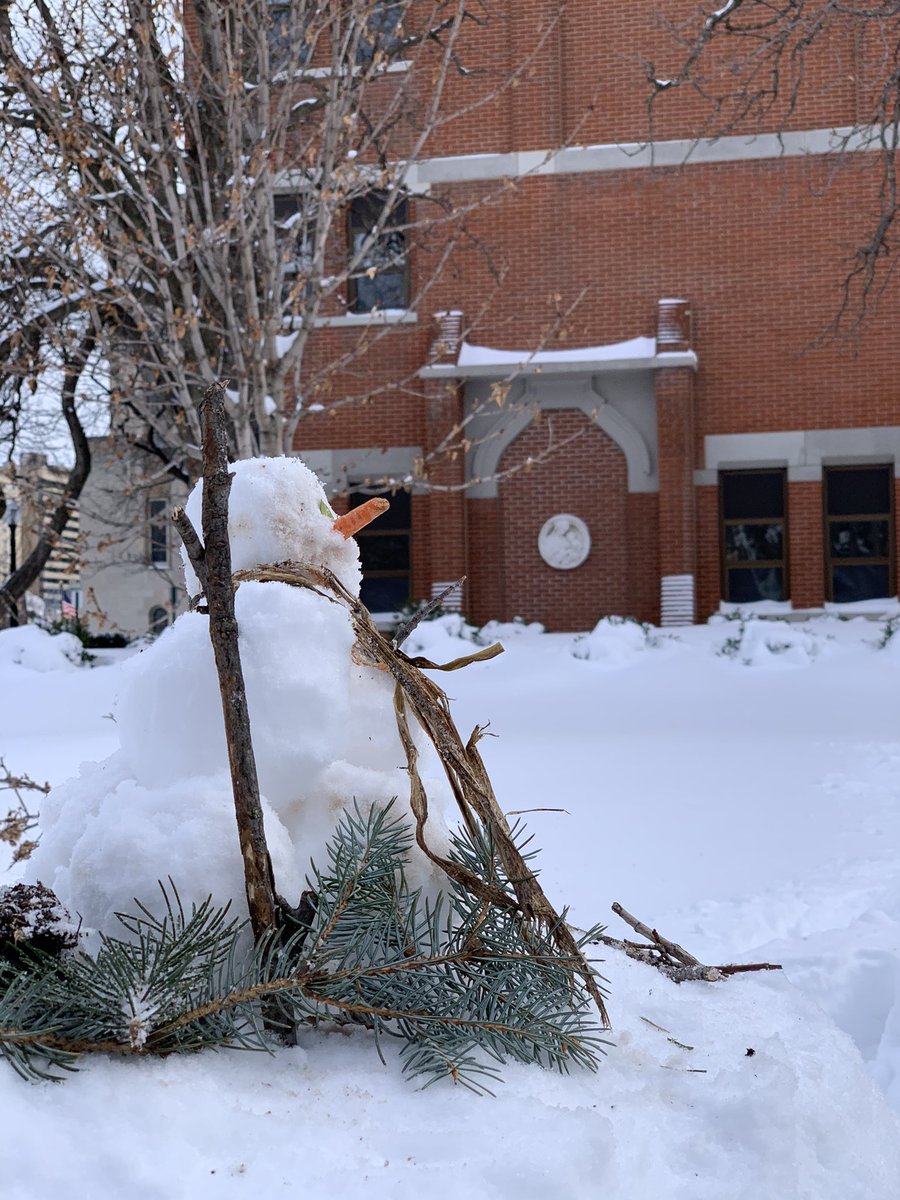 creighton_SCSJ's tweet photo. Our entry in the @CreightonRec Snowperson competition:
Ignatius of Snowoyla. He’s a little cold so he’s trying to set the world ablaze. https://t.co/G9hl7zt0Fz