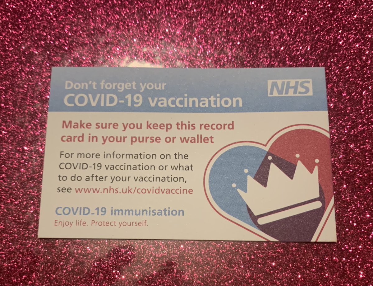 I just wanted to share some happy news with you on Friday I was very fortunate to receive my Covid Vaccination - I would like to thank the NHS for being amazing being someone who hates needles it was painless #Pfizer #stayhomeprotectthenhs #allinthistogether #WeCanBeatCovid19