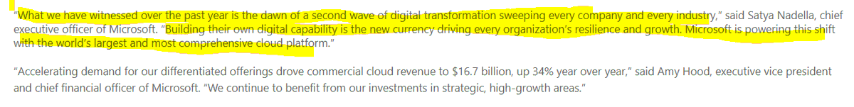 5/  $MSFT CEO Satya Nadella:"What we have witnessed over the past year is the dawn of a second wave of digital transformation sweeping every company and every industry."