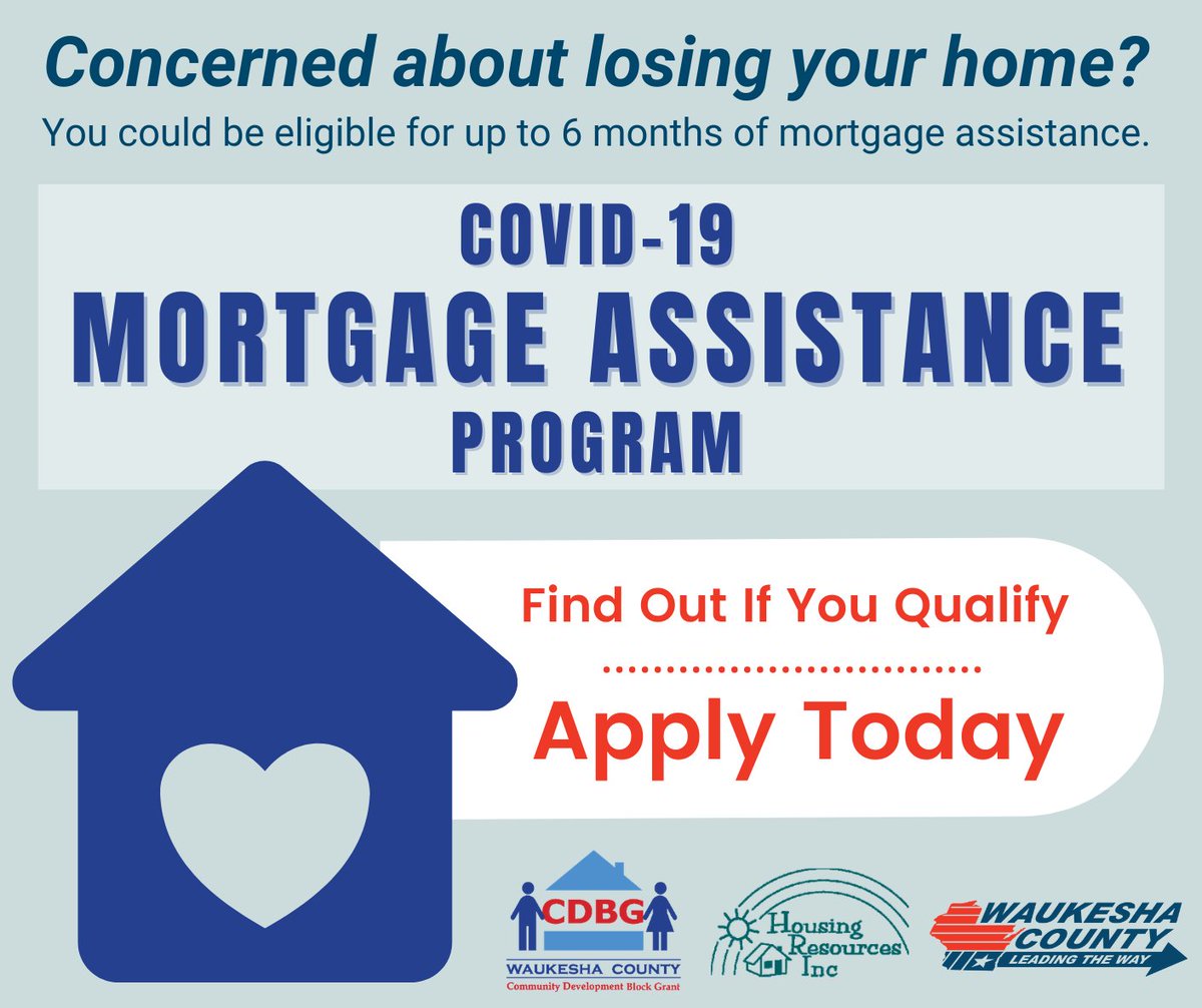 WaukeshaCoExec's tweet photo. Homeowners in Waukesha County may be struggling to make mortgage payments due to COVID-related hardship. We're proud to announce a mortgage assistance program in partnership with @HRI_Wisconsin to offer up to 6 months’ assistance to eligible homeowners.
https://t.co/itn7WEPFif https://t.co/ltZwVt83Ot