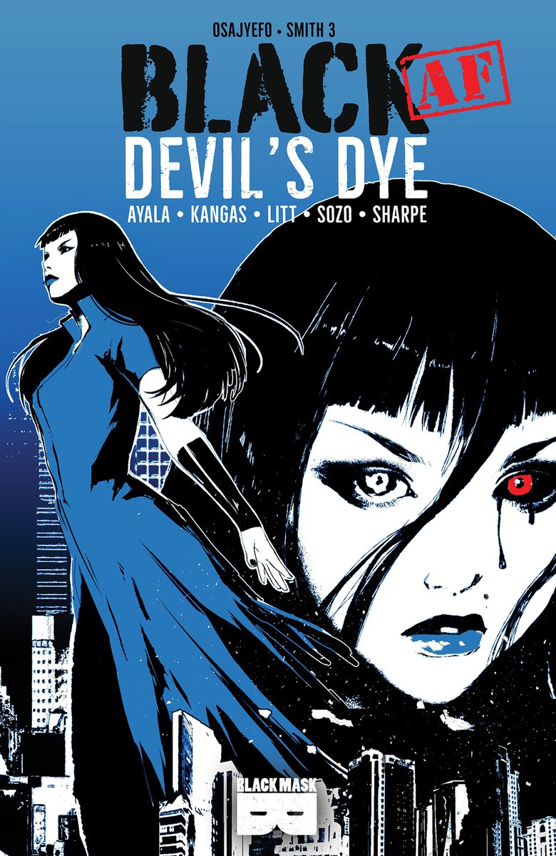 blackmaskstudio's tweet photo. In Shops Tomorrow: BLACK [AF] DEVIL'S DYE "I’ve been wanting to read more of the BLACK world created in part by @kwanzer... a miniseries written by @definitelyvita and illustrated by @lianakangas is the perfect excuse to dig back in" https://t.co/B3LBFKFQd8