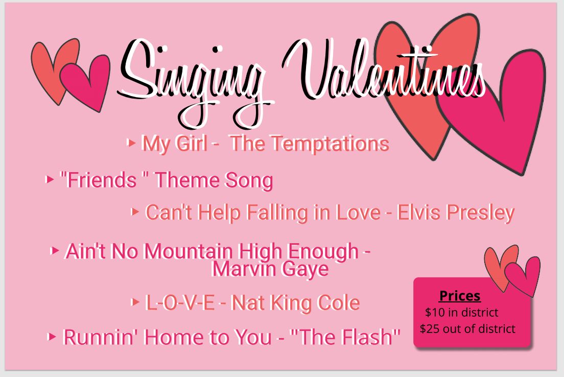 FineHhs's tweet photo. Singing Valentines are here!!! 
Please contact Mr. Smith or a Show Choir Member to order your Singing Valentine from the HHS Show Choir! Share with your Family and Friends! 
https://t.co/24Q6Xo6CSz https://t.co/wHcth9ILH5