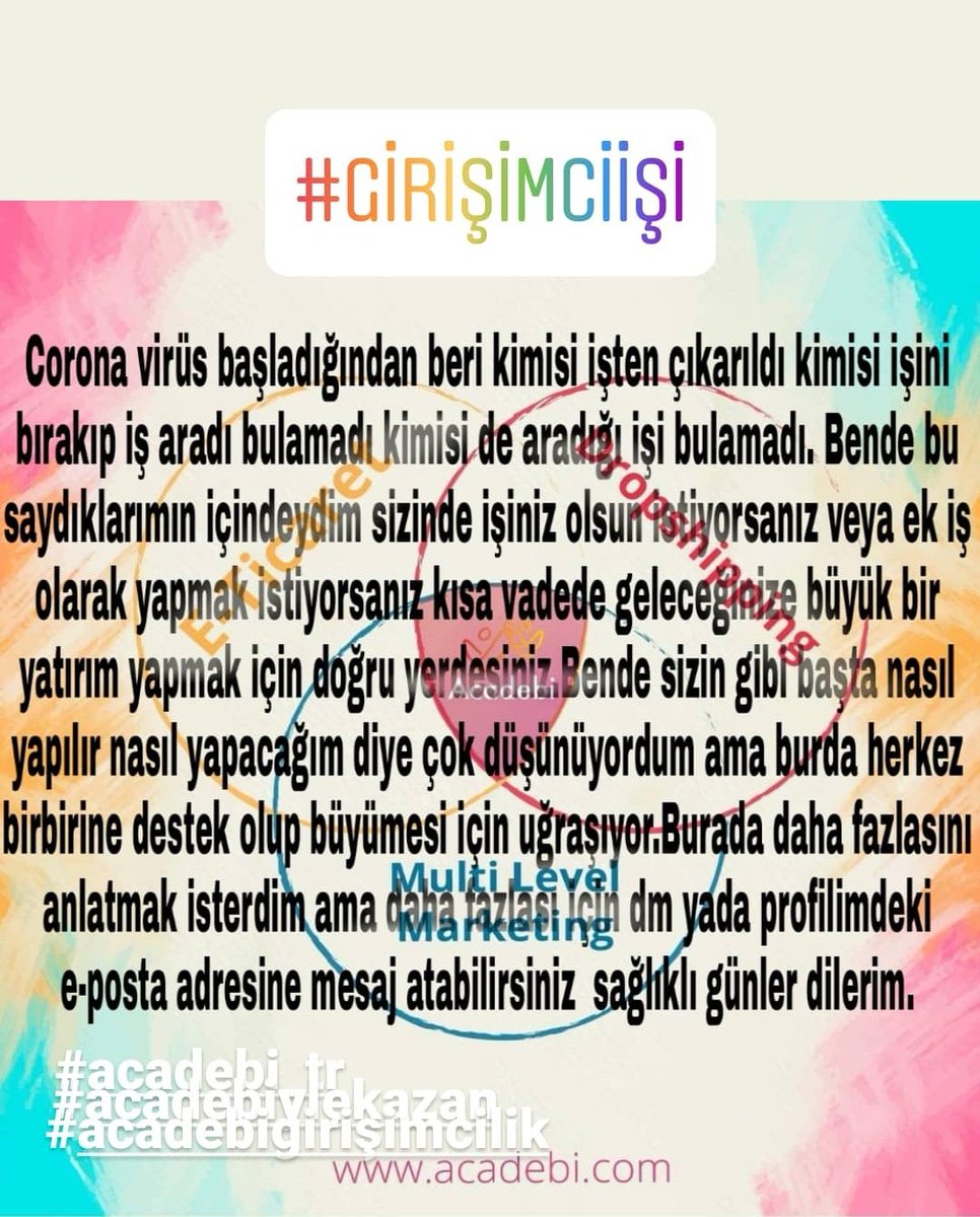 Acadebi ve iş hakkında detaylı ve geniş bilgi için mesaj atabilirsiniz sağlıklı günler dilerim 🤗
