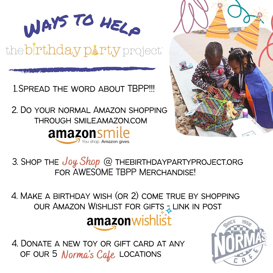 NormasCafe's tweet photo. January's Gift Drive is coming to an end at Norma's... but it's NEVER too late to help!
Visit https://t.co/DHElNh5loW to see ALL the ways to get involved with The Birthday Party Project!
#TBPPDFW #NormasCafe #BirthdayJoy #JoyChangesLives #ShareYourBirthday #PartyOn https://t.co/MI8FmA5RJr