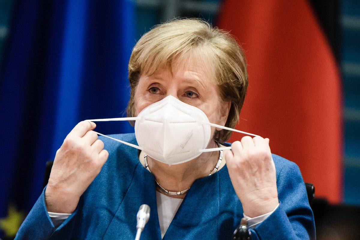 Disposable surgical and procedure masks are cheap, light, comfortable-ish and easy to talk through.Merkel is ahead of the curve, announcing last week that cloth masks will no longer be enough to shop indoors or ride on public transportation in Germany  http://trib.al/9gbqte3 