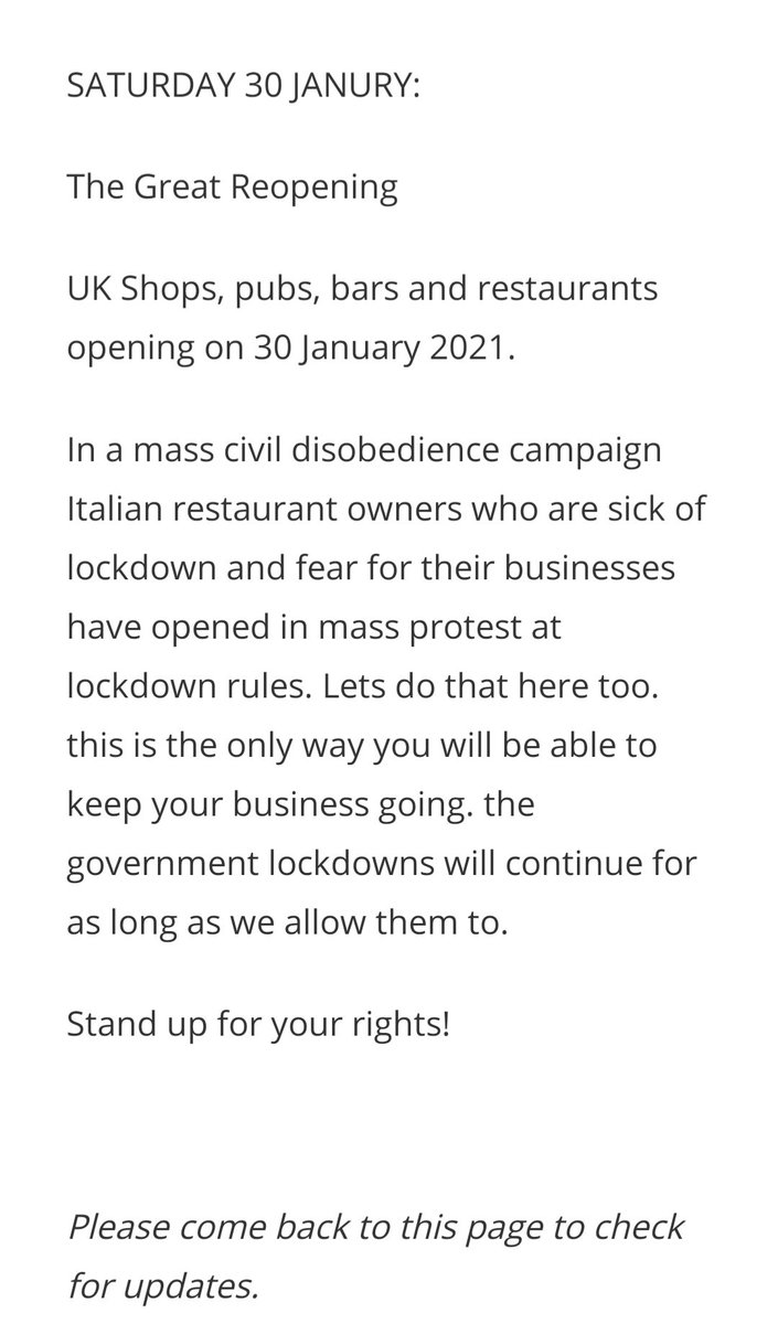 Another U.K. grouo "White Rose" with same ideology/conspiracies, masquerading as fighting tyrrany, have called for same on Jan 30thA fascist front group with ties to Irish Freedom Party & Nigel Farage? or else it's a massive coincidence calling for same thing on same date.3/