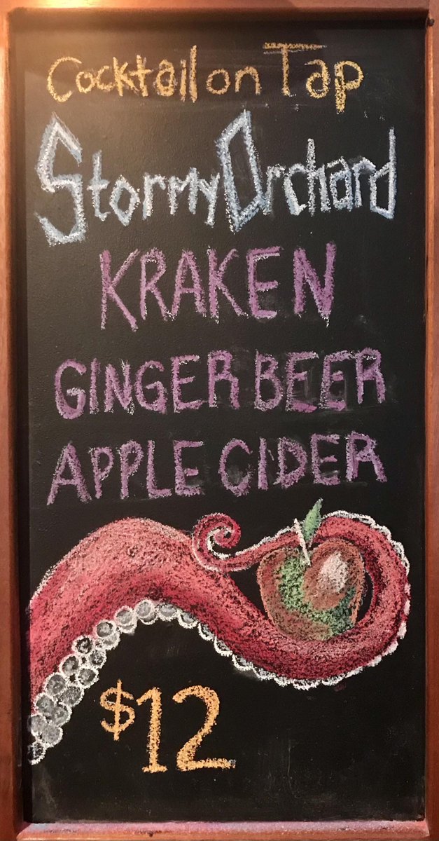Lots of great new things to try at Bone &amp; Broth!  Why not come try our new house kegged Stormy Orchard Soda?  Chef Chris blended apple cider with Ginger's Revenge and Kraken Rum for a refreshing wintertime treat!