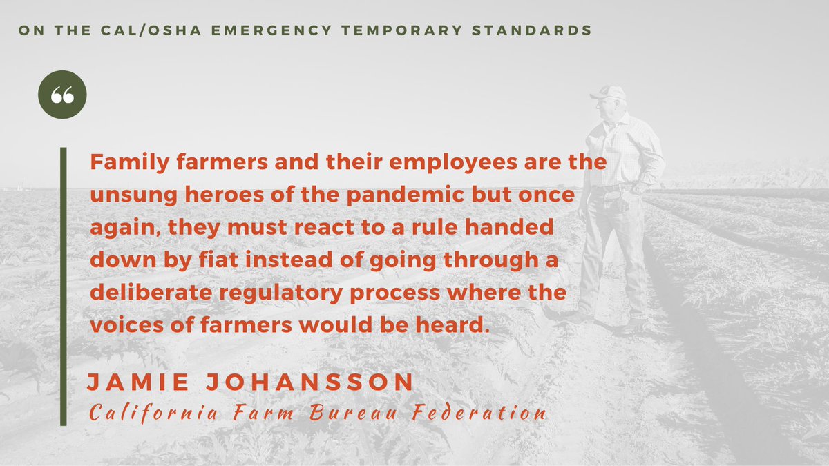 WesternGrowers's tweet photo. “These regulations will disrupt food supply operations all along the line, but it will be especially hard on our 20,000 small family farming members. We hope the court forces government to follow the law.” -- @CAFarmBureau's Johansson on ETS' disproportionate impact on CA farmers https://t.co/EGoBFxhkkH