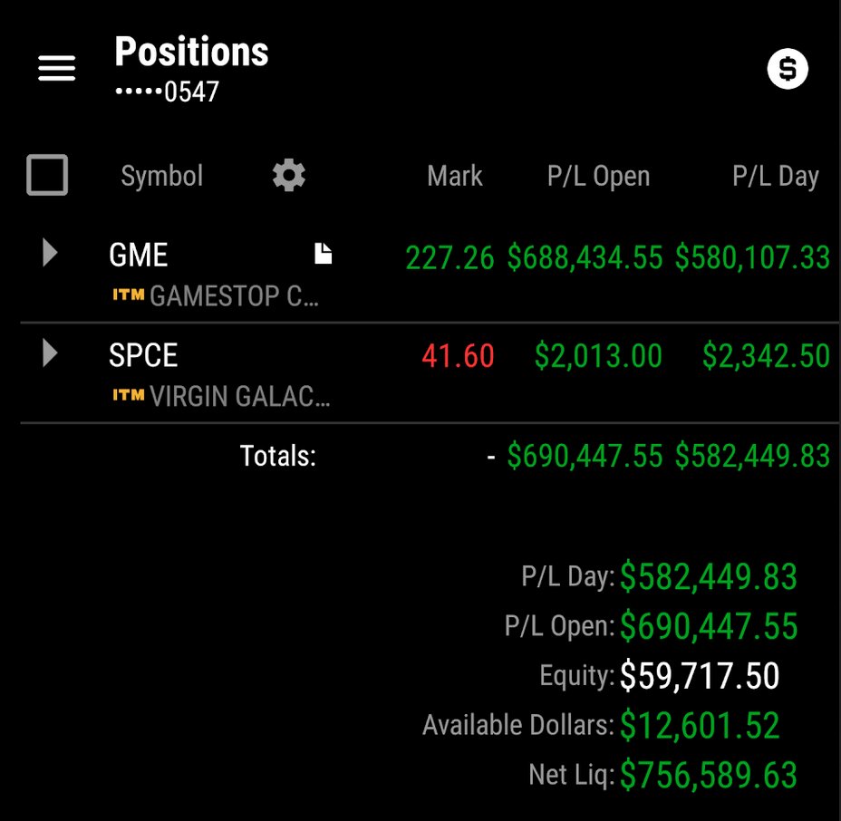 Wall Street hedge funds literally being raided for everything they have by Main Street memers… we're witnessing tens of billions of dollars go from Wall St to Main St daily now. https://www.reddit.com/r/wallstreetbets/comments/l5p0cf/im_in_tears_already_life_changing_money_is/