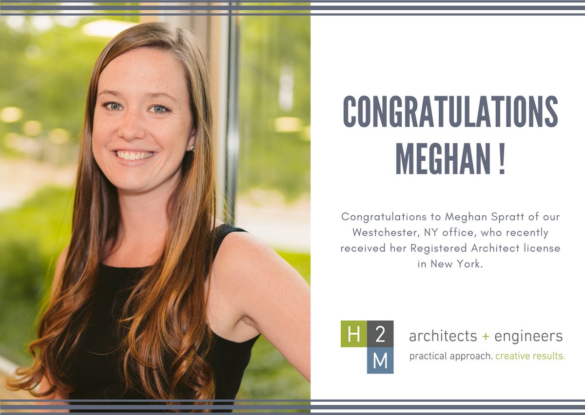 H2MAandE's tweet photo. H2M architects + engineers is proud to present our newest Registered Architect: Meghan Spratt!
It is with great pleasure that we congratulate Meghan on this important accomplishment and look forward to all her future successes!
#H2M #registeredarchitect #architects #architect https://t.co/pSWOium7EW