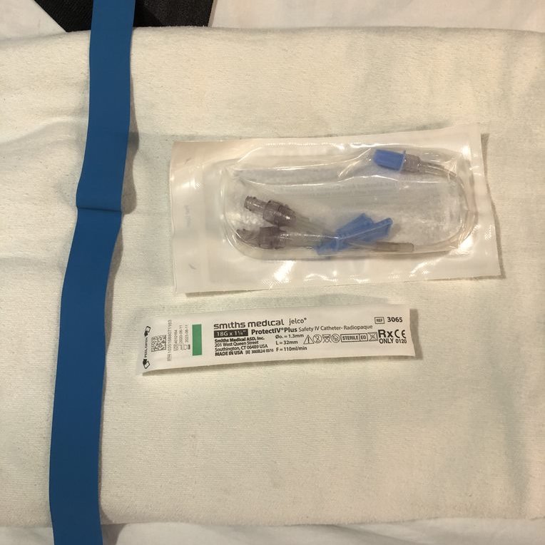 Most of the patients our medics transport get some kind of vascular access for fluids or medications. An IV is always the first try, but since the sickest patients need two sites of access sometimes intra-osseus (IO) access is required (goes into the bone marrow).