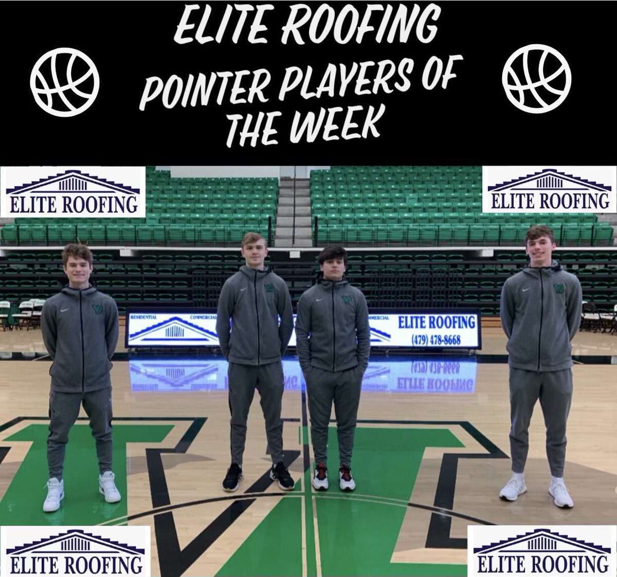 The Four Horsemen!
(20-21 Pointer Seniors)

ELITE ROOFING
Pointer Players of the Week

(LtoR)
Trevor Day, Avery Salisbury
Jose Estrada, Brandon Miller 

Huge contributions from each in a 
1-1 week. Tough &amp; Together!

Thank you to Elite Roofing for the support!
#PointerPremier