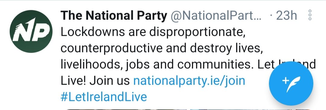 Nazi party also working hard pumping end the lockdown BSOf course no-one wants lockdowns but until things are under control, hospitals etc we've zero choice & we need a  #zerocovid plan Again NP want chaos & play on fear & ignorance & remember NP supporters crossover with IFP4/