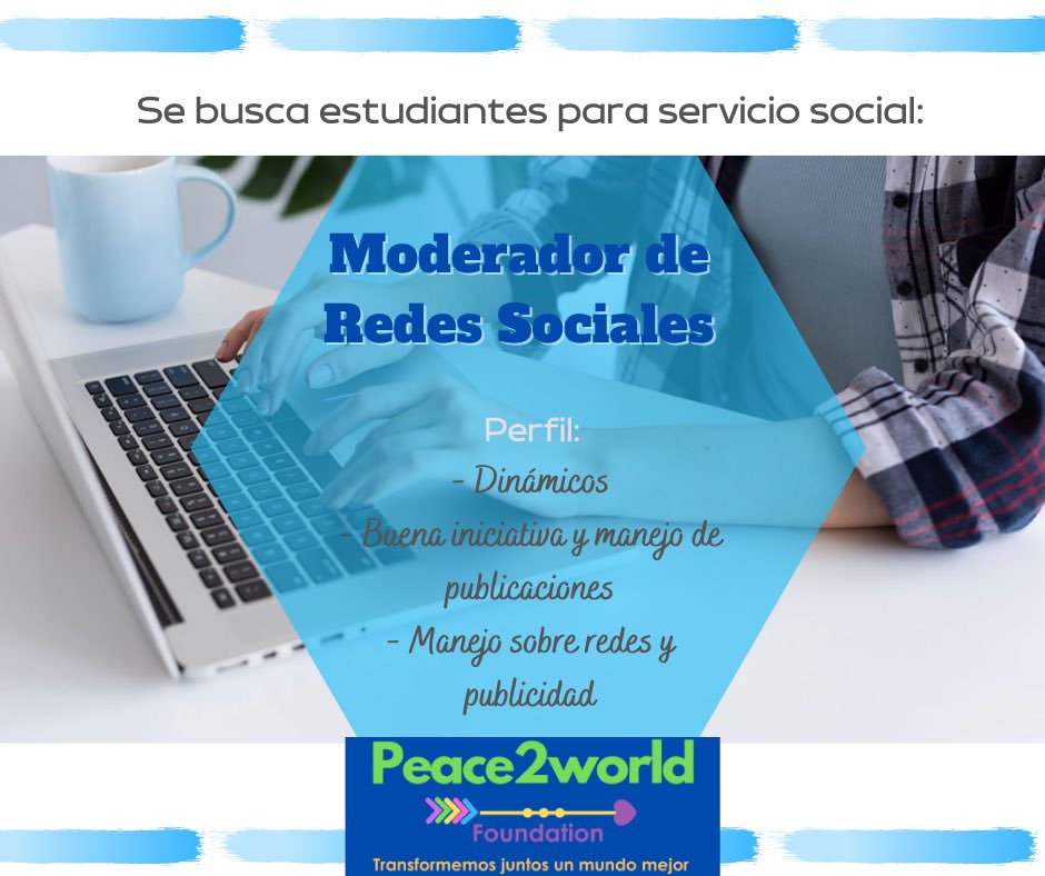 Peace2world_org's tweet photo. #ServicioSocial‼️💫
Si eres estudiante universitario 👨🎓 y necesitas hacer tu servicio social, tienes experiencia en: moderar redes sociales📲💻
¡Es tu oportunidad!
Si cuentas con el perfil requerido, no dudes en dejarnos un DM📩, forma parte de #Peace2WorldFoundation 💫🤩 https://t.co/BHQWQytVtC