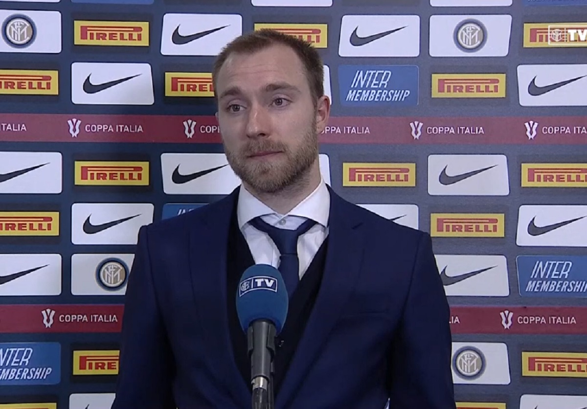 marifcinter's tweet photo. Eriksen: "Sono molto felice, cerco di sfruttare i minuti che ho. Oggi ho avuto la possibilità di giocare, quella punizione era in una posizione perfetta per me. Dedico il gol alla mia famiglia e ai nostri tifosi, che non erano allo stadio ma hanno potuto esultare a casa" https://t.co/bVZ5bDbE5V