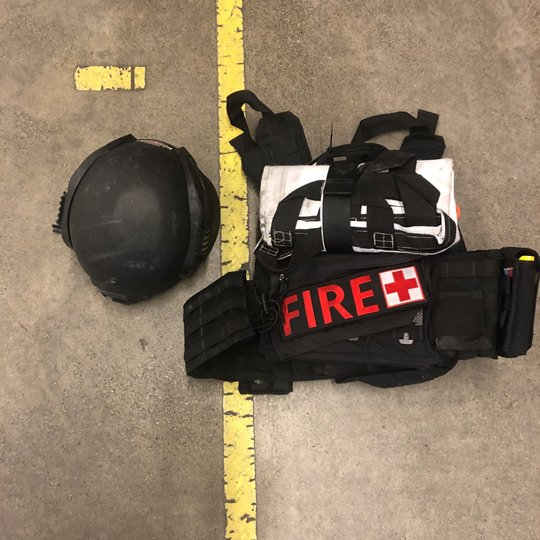Besides seat-belts, crews have to make sure they stay protected. For day-to-day EMS calls this means "MEGG" or Mask, Eye Protection, Gown, & Gloves as well as new decontamination processes.For other circumstances they also have a turnout gear and ballistic platforms.