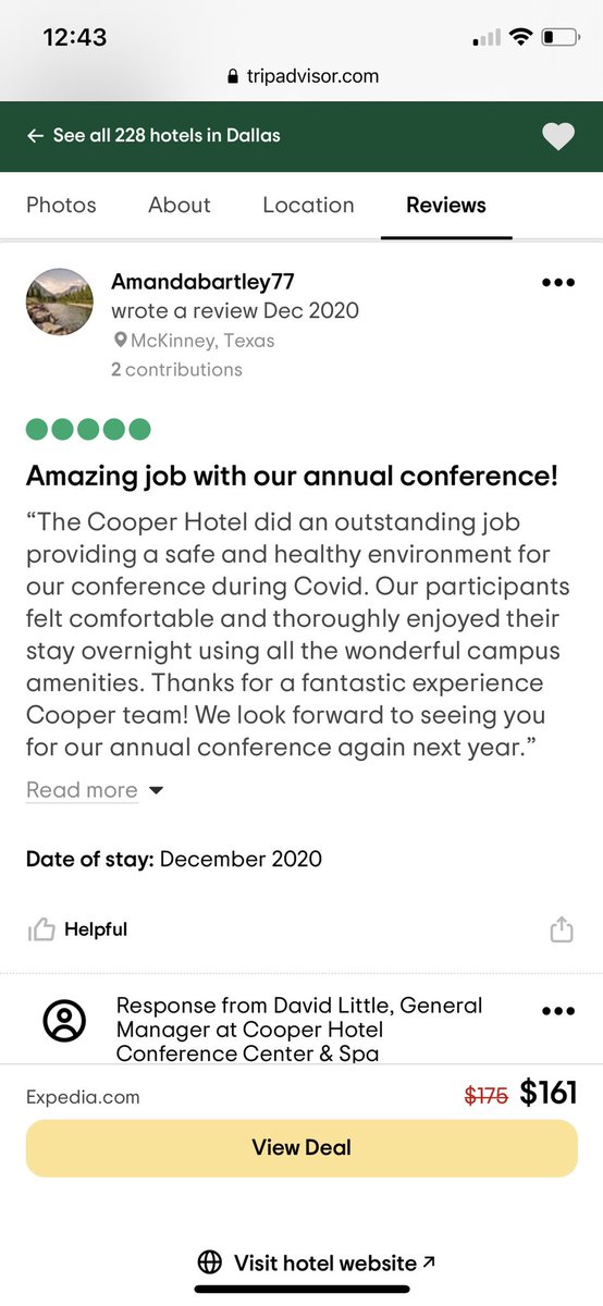 CooperAerobics's tweet photo. Safe #meetings. Read why one #meetingplanner was pleased with a recent group meeting at #CooperHotel—rated #2 of Dallas hotels on @TripAdvisor.
#traveltuesday #travel #tripadvisor #dallashotel #dfwhotel #safestays #conferences #businesshotel #guestreview https://t.co/PkItD7N8u5