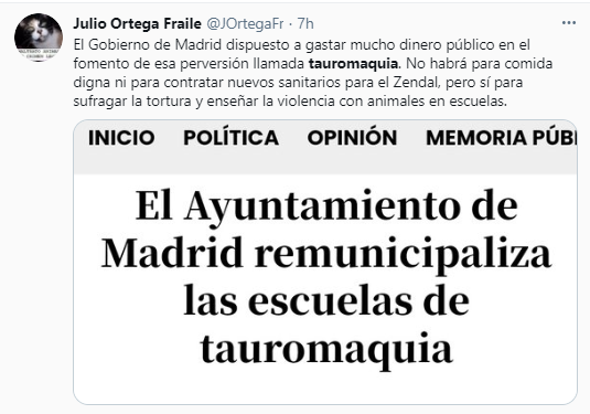 SOScotorras's tweet photo. Si a un niño se le debe enseñar a ser "buena persona" y a "empatizar", según la mejor profesora de Infantil, ¿por qué existe y, aún peor, vamos a pagar con nuestros impuestos la escuela taurina? ¿Cuándo una #gestiónéticacotorrasmadrid que eduque en valores y fomente la empatía? https://t.co/EgDmIZeA2I