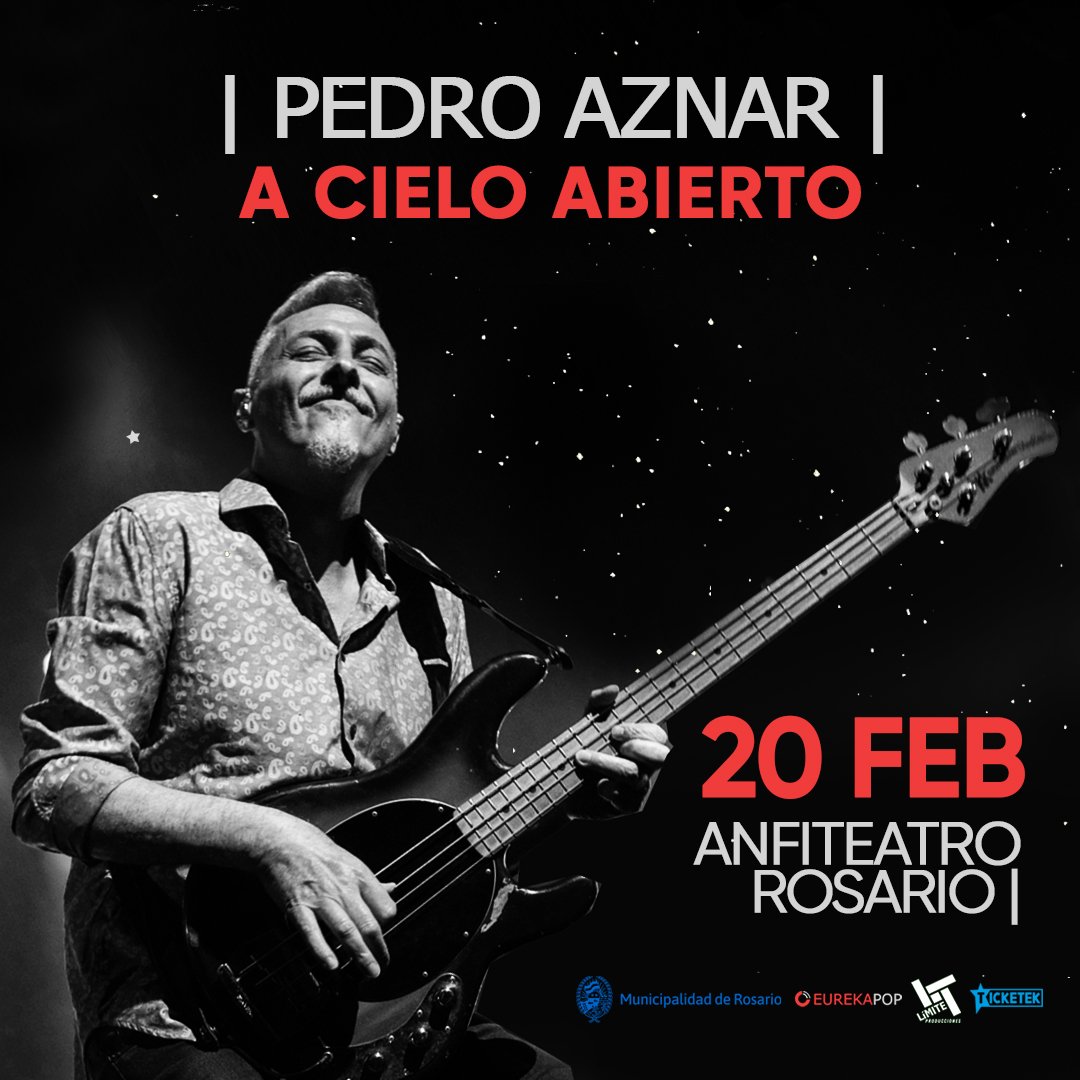 eurekapop's tweet photo. ¿Lo esperabas? @Pedro_Aznar "A Cielo Abierto" ⭐el próximo ➡️ 20 de febrero en el Anfiteatro Municipal de #Rosario. 

🎫 Entradas a la venta desde este jueves 28 de enero a las https://t.co/liZYGocDj6 a través de @TicketekAr ‼️ https://t.co/cBETFB9ds4
