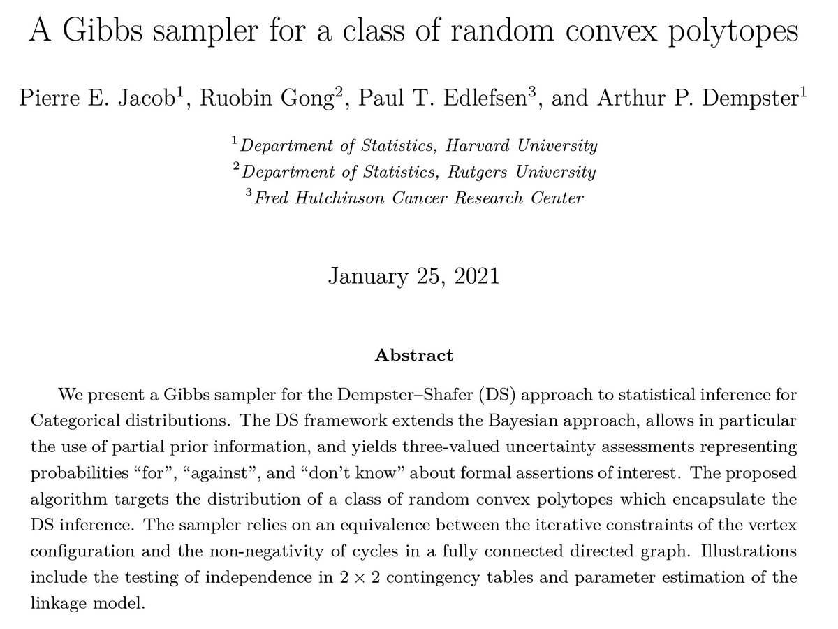 appendens's tweet photo. 📄 Jacob et al. (2021) A Gibbs sampler for a class of random convex polytopes (arX⠶1910.11953v3 [stat⠶CO]) https://t.co/2PqboL2waP https://t.co/D5sxs3oN6J