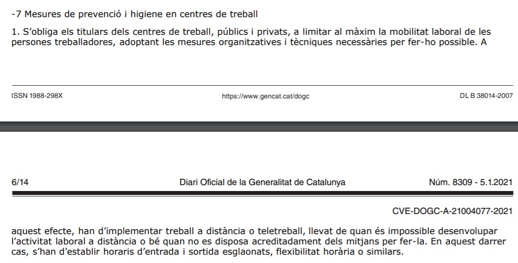 Tercera ola. 25 Gener. <a href="/semgencat/">SEM. Generalitat</a> denuncia l'acord del 50 % en contra de la resolució SLT/1/2021 de <a href="/salutcat/">Salut</a> i vol deixar a criteri de direcció el  👉100 % treball presencial 👈 ABSURD !!!