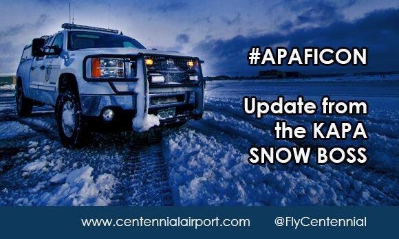 FlyCentennial's tweet photo. ❄️#APAFICON 1/4 inch dry snow observed Jan. 26 at 1511L. 🚧RWY 17L/35R 🚧closed until 1730L. Snow removal operations in progress. 👀Watch for plows and heavy equipment on the field. #COwx❄️ https://t.co/hky4ewvfXi