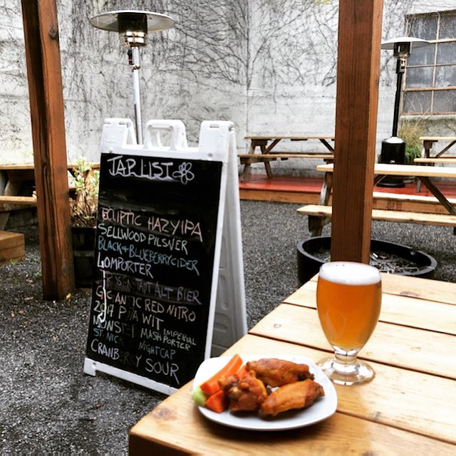 Don't let a little snow, sleet or rain stop you! It’s Wing Night at Oaks Bottom &amp; we’ve got you covered with our heated patio! #drinklocal #pdxeats #coveredpatio