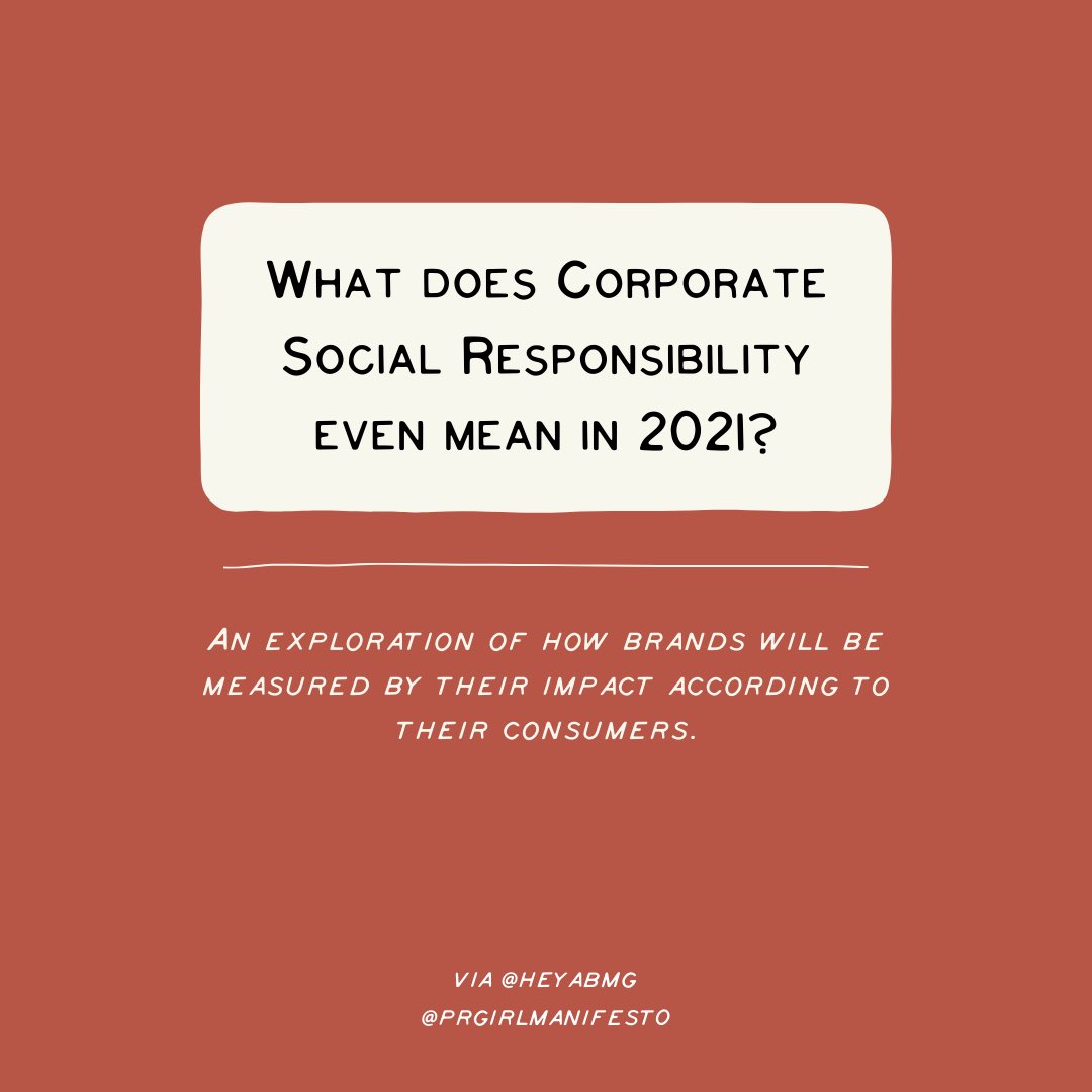 prgirlmanifesto's tweet photo. An insightful case study from @heyabmg about social responsibility. 2021 squares up to be a year when public-facing corporate social responsibility goes from being a trend to becoming the standard. https://t.co/TUxGAHMpup