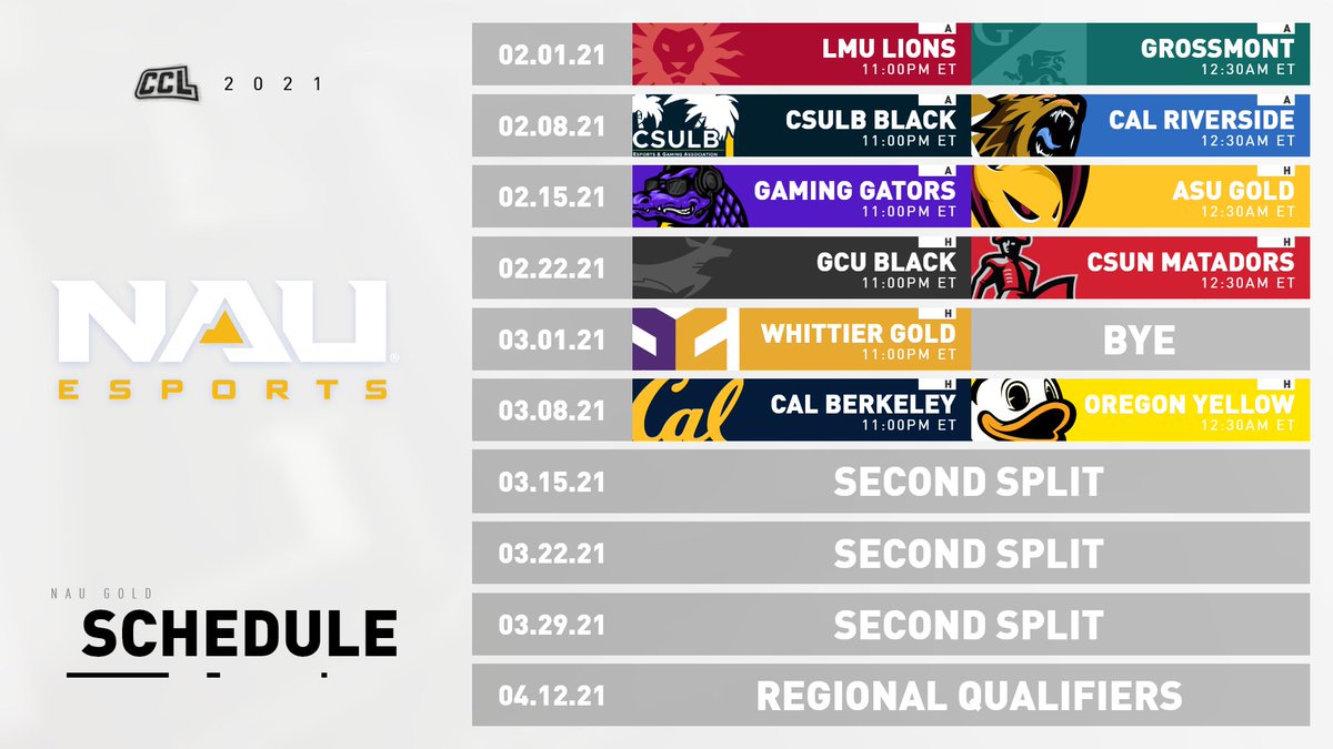NAUCoD's tweet photo. We are proud to announce our Rosters for the 2021 @CollegeCoD season! Our Gold roster consists of our wonderful captain @TBE_Uprizer , as well as @racecarbakwards @benjaminxstark @Pengun_AA and finally our fantastic coach @4Trixal https://t.co/YE2TE5edQV