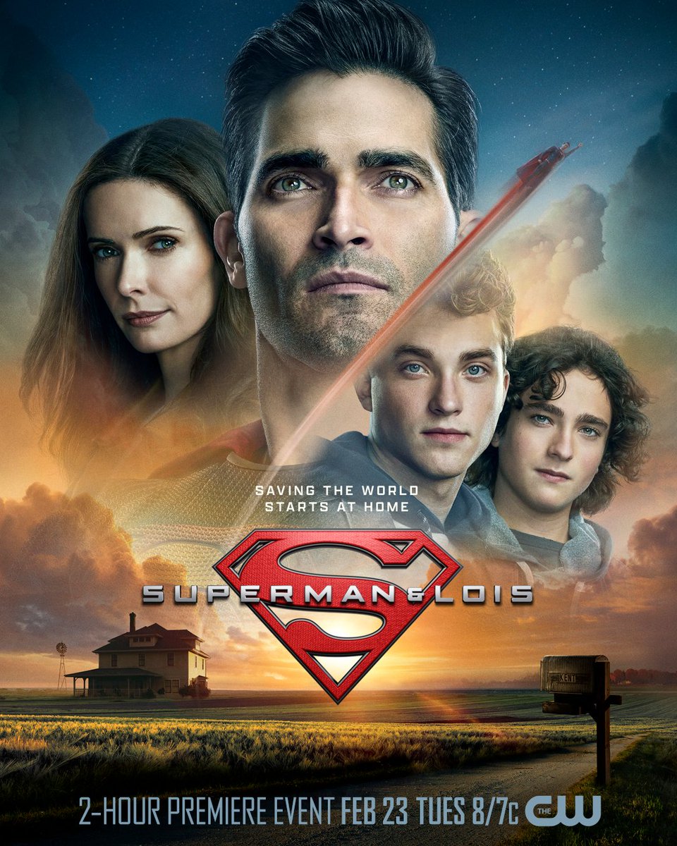 cwsupermanlois's tweet photo. Saving the world starts at home. The 2-hour premiere event airs Tuesday, February 23! Stream next day free only on The CW. #SupermanAndLois https://t.co/VvOdgjAdv3