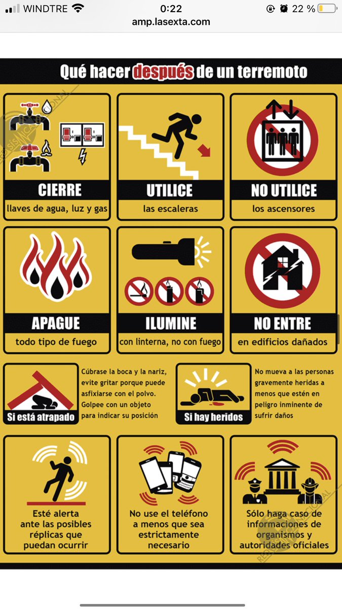 valmepardo28's tweet photo. Información útil para lo que se está viviendo ahora mismo en Granada ¿Qué hacer en caso de terremoto? El antes, el durante y el después en sencillos pasos. Vía @sextaNoticias #TerremotoGranada https://t.co/Witms1grYU