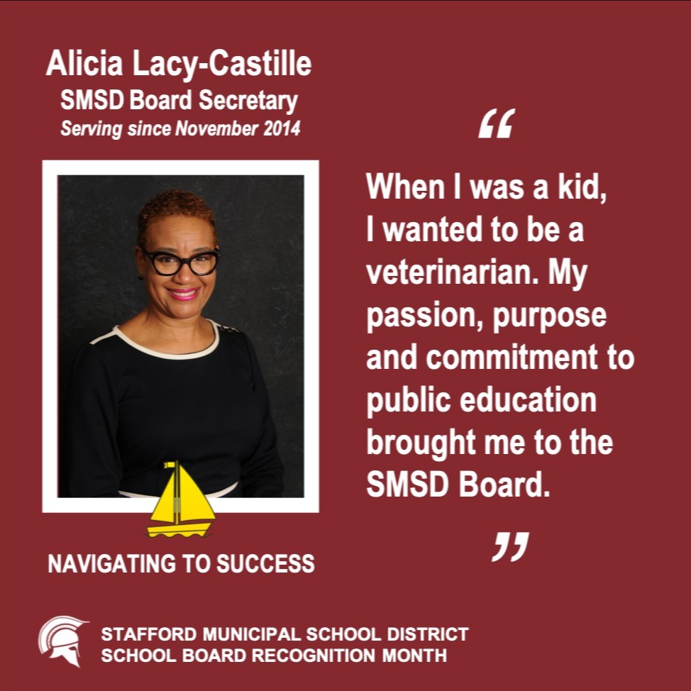 StaffordMSD's tweet image. Today for #SMSDBoard Appreciation Month, we honor our fearless Secretary Alicia Lacy-Castille. We&apos;re so glad her trajectory and passion led her to SMSD even though she had different plans as a kid. She helps make us the best little school district in Texas!
