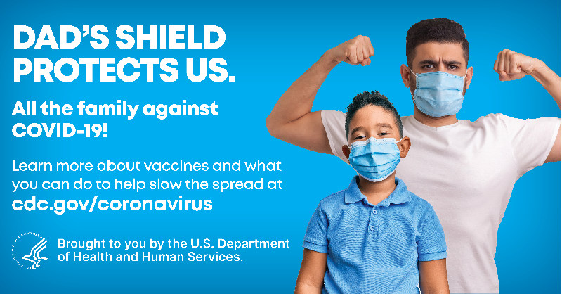 HHSGov's tweet photo. Vaccines are here. But it's important that we continue to stay six feet away from others, wear masks, and avoid crowds to help slow the spread of COVID-19.