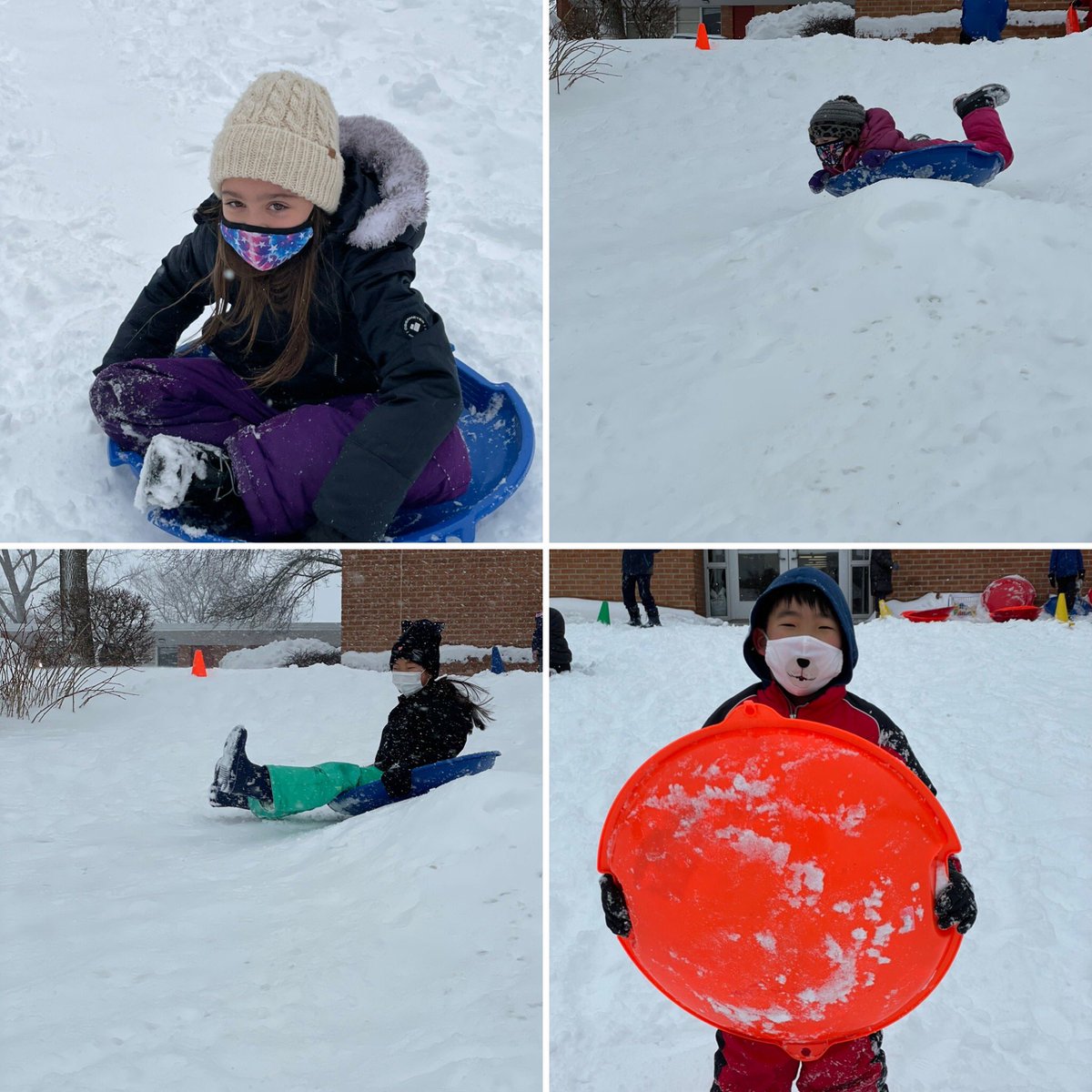 Fresh snow made for another fun and active PE class with our sleds! #d30learns