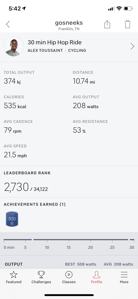 MattSK's tweet photo. 300 rides today. @alextoussaint25 let’s go! #onepeloton @onepeloton #feelgoodlookgooddobetter https://t.co/C4Fp0Z37Q1