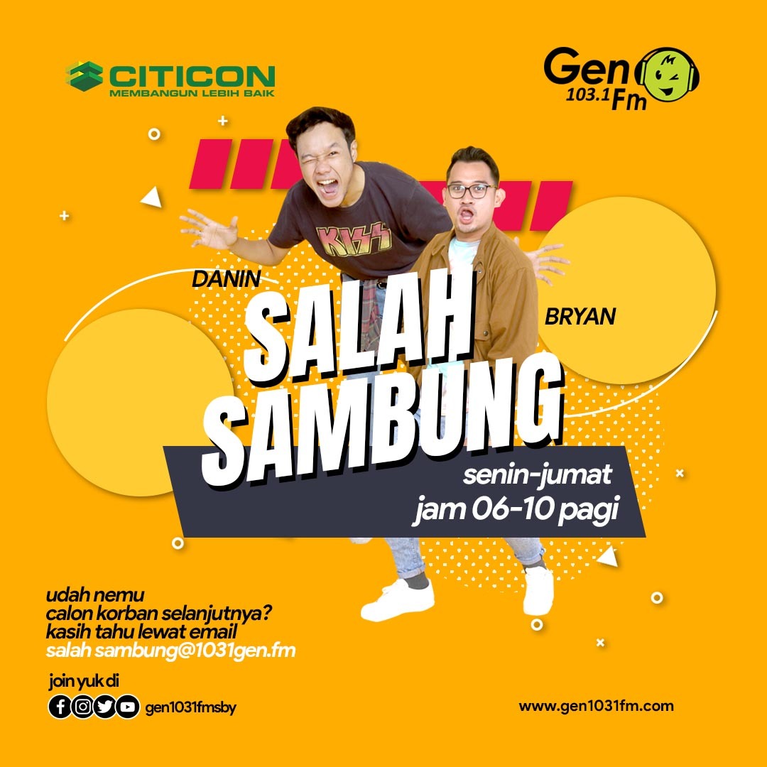 Woooyyy sobat GEN!! ojok kaget kalo pagi ini yang ngerjain Salah Sambung bareng <a href="/citiconid/">Citicon Indonesia</a> malah si #DuoGambreng <a href="/daninsibilo/">Danin Sibilo</a> <a href="/febryansaputra/">Febryansaputra</a> lho!!

Biar kamu gak penasaran, cuman hari ini kamu bisa dengerin mereka di #SemangatPagiWaniPooll rek! Langsung urupno #gen1031fmsby
