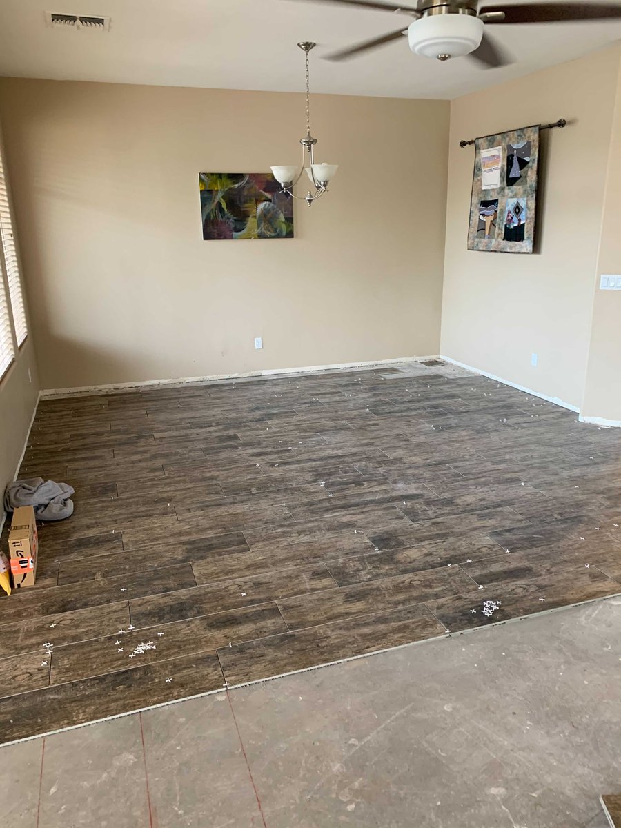InteriorsNative's tweet image. Making good progress on the second day of this luxury vinyl tile install! Send us a message today for a free quote on your next flooring project.  #luxury #vinyl #tile #quote #today