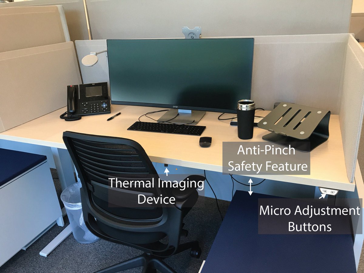We automated a standard sit-stand desk to reduce decision making paralysis around when to change positions and enforce healthy behaviors.  In our <a href="/HRI_2021/">HRI 2021</a> LBR, <a href="/lawhkim/">Lawrence Kim</a> and our team introduce non-volitional behavior change via robotic furniture.

eecis.udel.edu/~mlm/docs/2021…