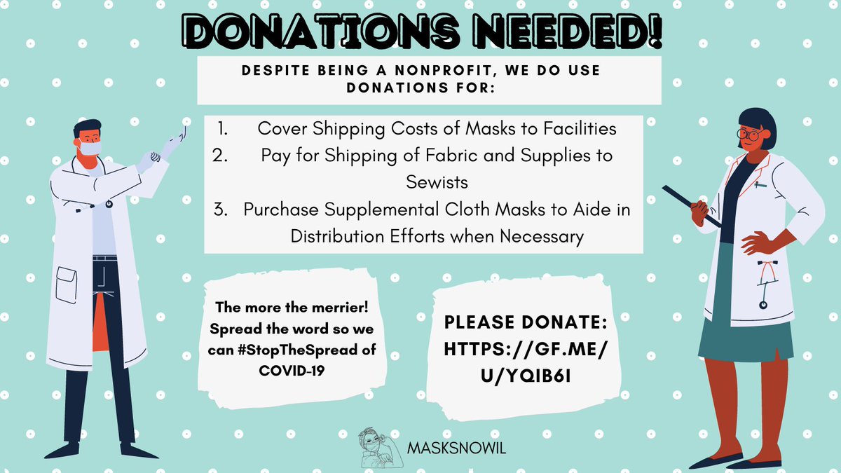 MasksNowIL's tweet photo. #MasksNowIL has sewn, collected and distributed over 66K cloth masks for people across IL, and to keep it up, we need your help! Donate to our @gofundme to help us get masks to every corner of Illinois! Every $10 is 5 masks out in the community! #maskup #stopthespread https://t.co/VwfEMOVMPf