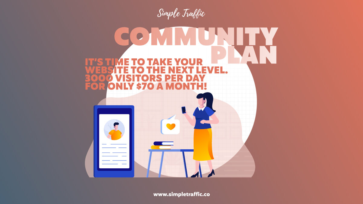 simple_traffic's tweet image. It’s time to take your website to the next level with our Community plan! Read more here: simpletraffic.co

#websitetraffic #seo #website #websitetips #marketing #websitemarketing #websites  #searchengineoptimization  #websiteranking #websitecontent