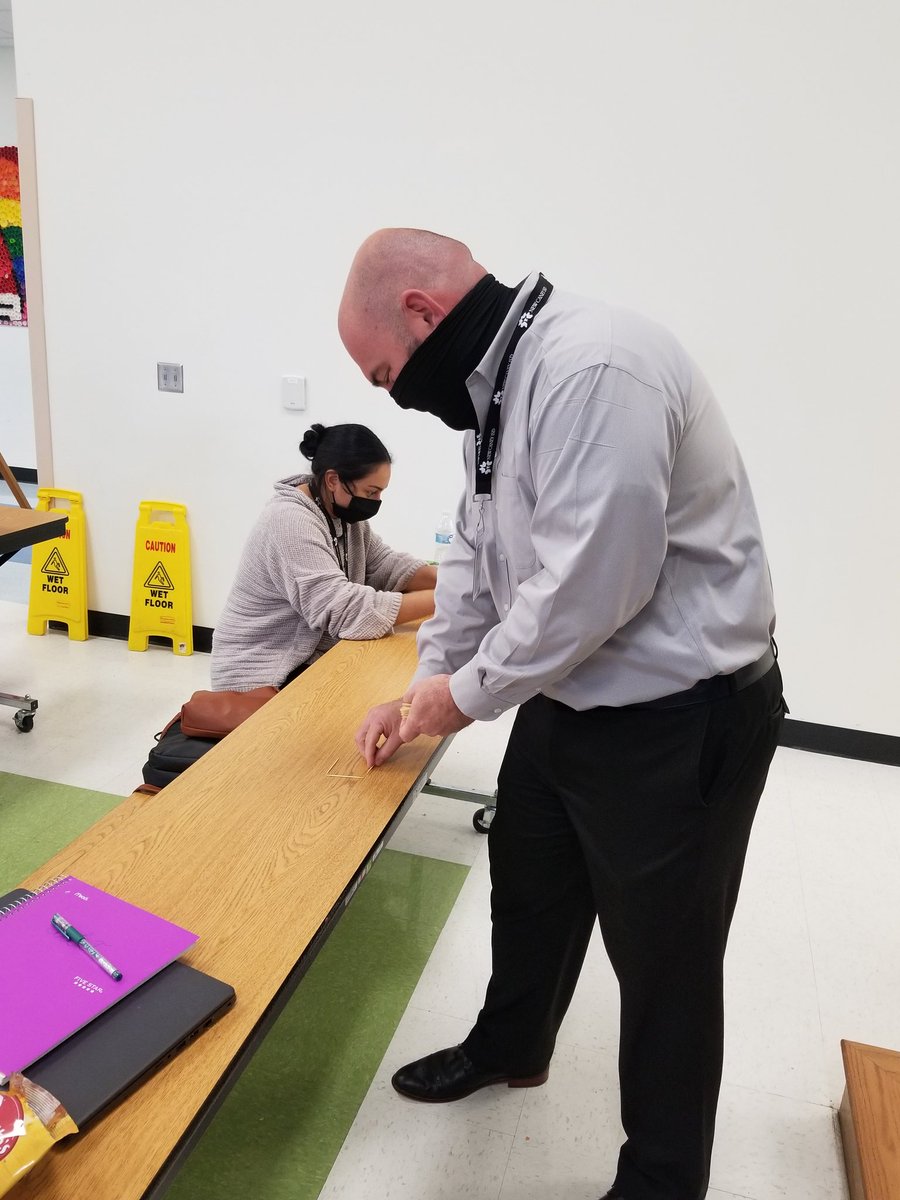 PrincipalPaine's tweet photo. House team challenges at our faculty meeting today. We even got Mr. Calvert in on the action with Orange House of Purpose! #kmekoalas #kmeproud #ncisd @7Mindsets #100percentaccountable https://t.co/y5ZAR0RS4g