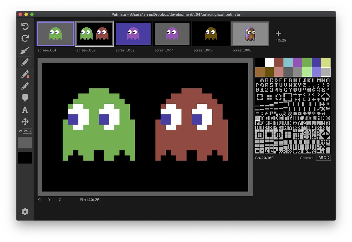 nurpax's tweet photo. I just released Petmate 0.8.3 - the free C64 PETSCII graphics editor for Linux, Windows and macOS.

https://t.co/rJC0OQfXae

In this release: 

- PET export
- Improved grid support
- Charset support for C export/import
- Simpler .asm output syntax

Mega Thanks to @manuelvio! 👏 https://t.co/kBnAeqMUVo