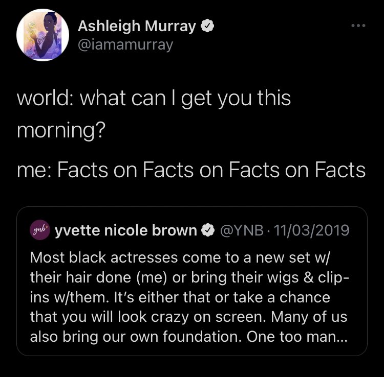 same with vanessa morgan and ashleigh murray from riverdale along with countless other black actresses, it’s really fucked up how much of a universal experience this is honestly