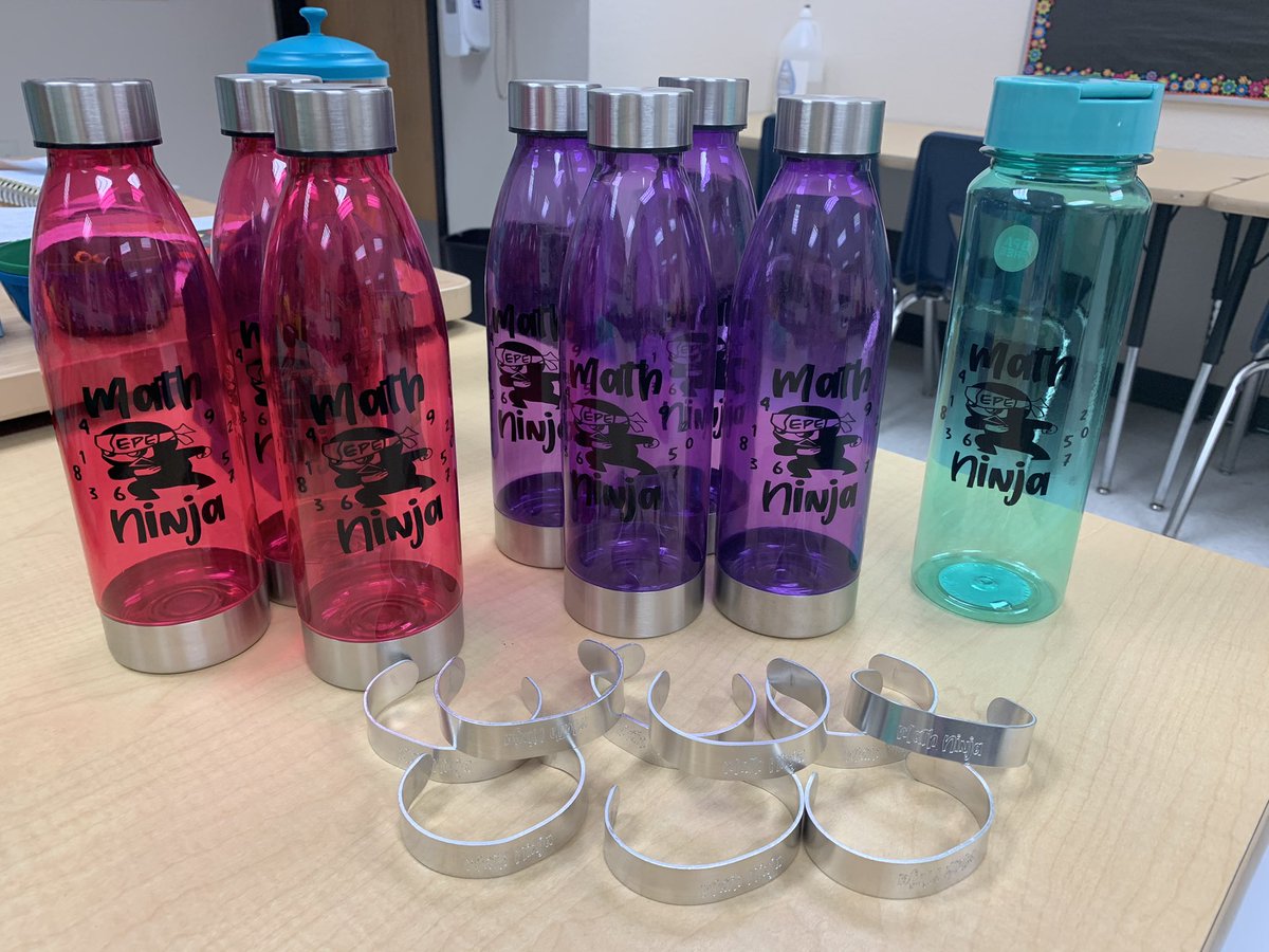 BblBobcat's tweet photo. So excited for the kids to see the new reward cups and of course some more bracelets for math #MathNinja 🥷 @EPEBobcats @Mrs_Salinas_EPE https://t.co/rxTAYCPXkD