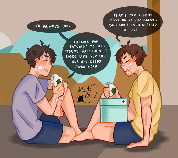 "Big brother duties always comes first, ya idiot."

#haikyuu #haikyuufanart #miyatwins #miyaatsumu #miyaosamu #ハイキュー 