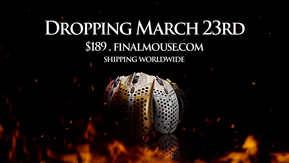 finalmouse's tweet photo. You've heard of the legend. Now on March 23rd, you can experience it yourself. 

$189

37 Grams &amp; Next gen wireless

Starlight-12 Chassis composed of Magnesium Alloy, the lightest Structural Metal on Earth

Latency Speeds faster than any mouse in existence

2 Months battery life https://t.co/mCQdLDNtAN