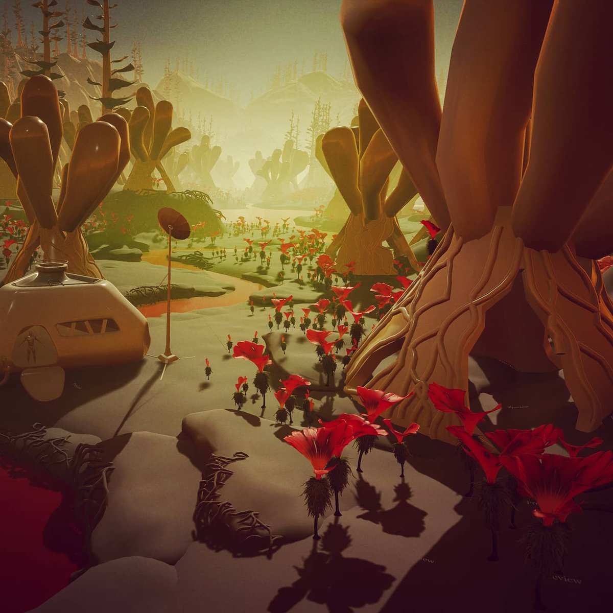 karabardin's tweet photo. Today's progress for the #ArtStationChallenge . I accidentally transfigured my previous "carrots" into a sort of "parrots".
So, let's move on to the trees!
https://t.co/w2B148wokm
#GrandSpaceOpera
#environmentart #unrealengine #ue4 #substancepainter #zbrush #marmosettoolbag https://t.co/YfcMTPT23a