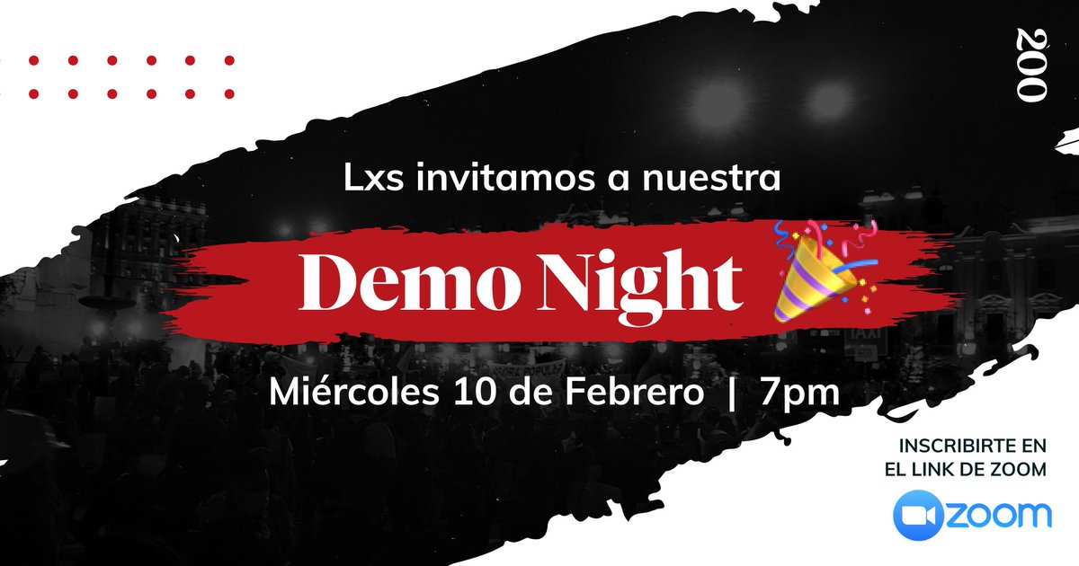 ¡Lxs invitamos a nuestro DEMO NIGHT!🙌🎉
El miércoles 10 de Febrero a las 7pm.
Las iniciativas mostrarán el producto en el cuál han trabajado en estos últimos meses con el apoyo de nuestro programa de incubación.